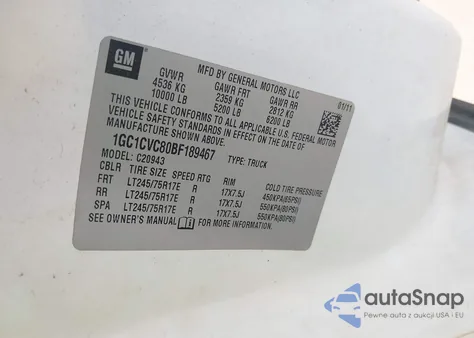 2011 Chevrolet Silverado 2500Hd Work Truck из США, поврежденный, VIN 1GC1CVC80BF189467